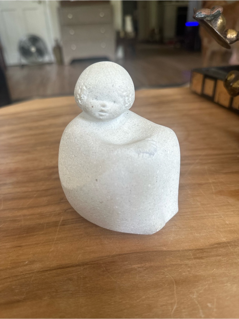 Contemporary Marbell Cream Ceramic Figurine Sculpture - Serene Accent about 4”